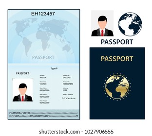 Passport with biometric data. Identification Document. Vector illustration 