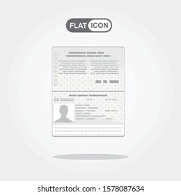 Passport with biometric data. Identification Document. Flat Vector Illustration