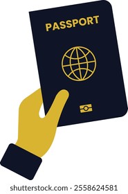 Passport with Black Color Held in Hand for Traveling