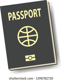 passport with black covers, isolated on white background 