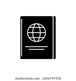 Passport black icon, vector sign on isolated background. Passport concept symbol, illustration 