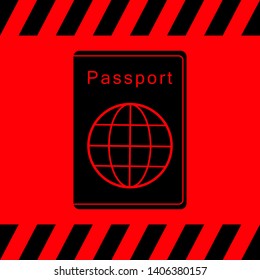 Passport black on a red background, vector illustration for design