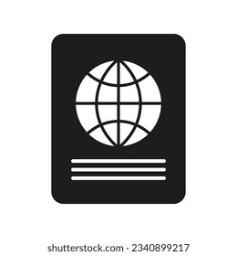 Passport black silhouette icon. Personal document symbol. Vector illustration. Eps 10.
