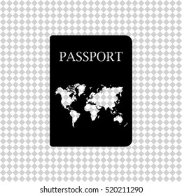Passport - black  vector icon