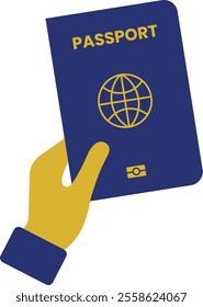 Passport with Blue Color Held in Hand for Traveling