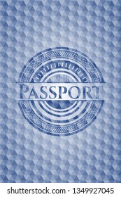 Passport blue hexagon badge.