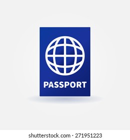 Passport blue icon - vector citizen document symbol or sign