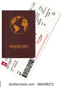 Passport and boarding pass 