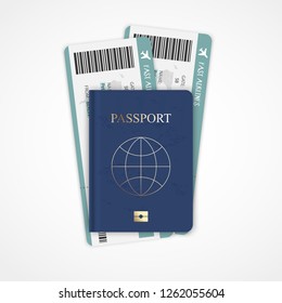 Passport and boarding pass. Passport icon. Isolated. Vector