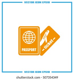 Passport and boarding pass icon vector EPS 10, abstract signs document flat design,  illustration modern isolated badge for website or app - stock info graphics