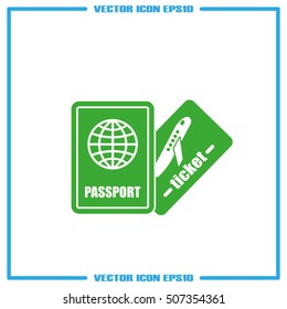 Passport and boarding pass icon vector EPS 10, abstract signs document flat design,  illustration modern isolated badge for website or app - stock info graphics