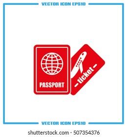 Passport and boarding pass icon vector EPS 10, abstract signs document flat design,  illustration modern isolated badge for website or app - stock info graphics