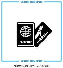 Passport and boarding pass icon vector EPS 10, abstract signs document flat design,  illustration modern isolated badge for website or app - stock info graphics
