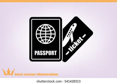 Passport and boarding pass icon vector EPS 10, abstract signs document flat design,  illustration modern isolated badge for website or app - stock info graphics.