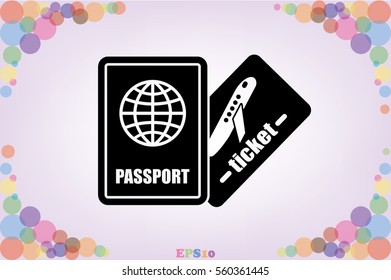 Passport and boarding pass icon vector EPS 10, abstract signs document flat design,  illustration modern isolated badge for website or app - stock info graphics 