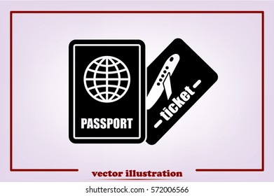 Passport and boarding pass icon vector EPS 10, abstract signs document flat design,  illustration modern isolated badge for website or app .