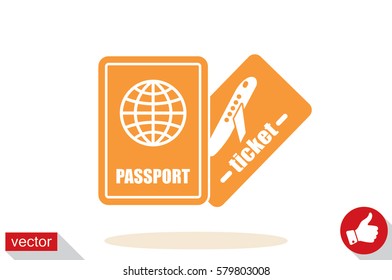 Passport and boarding pass icon vector EPS 10, abstract signs document flat design,  illustration modern isolated badge for website or app - stock info graphics.