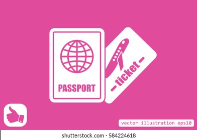 Passport and boarding pass icon vector EPS 10, abstract signs document flat design,  illustration modern isolated badge for website or app - stock info graphics