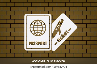 Passport and boarding pass icon vector EPS 10, abstract signs document flat design,  illustration modern isolated badge for website or app - stock info graphics