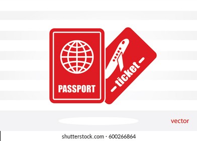 Passport and boarding pass icon vector EPS 10, abstract signs document flat design,  illustration modern isolated badge for website or app - stock info graphics