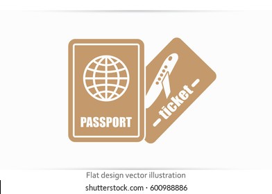 Passport and boarding pass icon vector EPS 10, abstract signs document flat design,  illustration modern isolated badge for website or app - stock info graphics