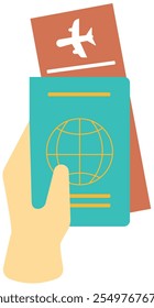 Passport and Boarding Pass Sticker Illustration