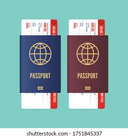 Passport and boarding pass vector illustration