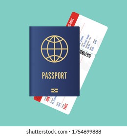Passport and boarding pass vector illustration