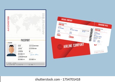 Passport and boarding pass vector illustration