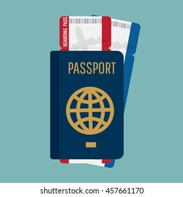passport with boarding pass vector illustration