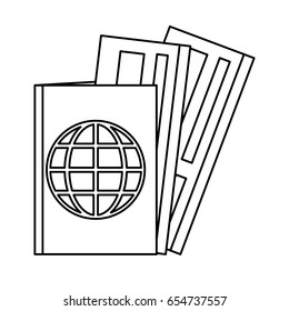 passport with boarding tickets icon image 