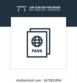 Passport book icon.  Line style icon design. Vector illustration.