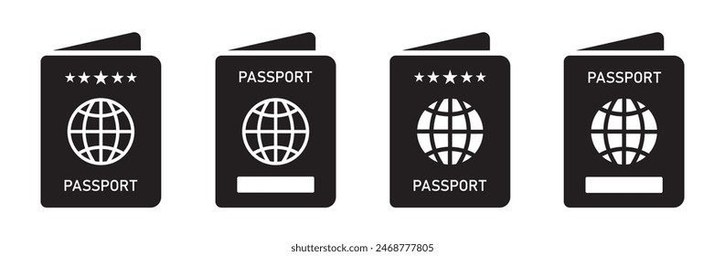 Passport book set icon, vector illustration