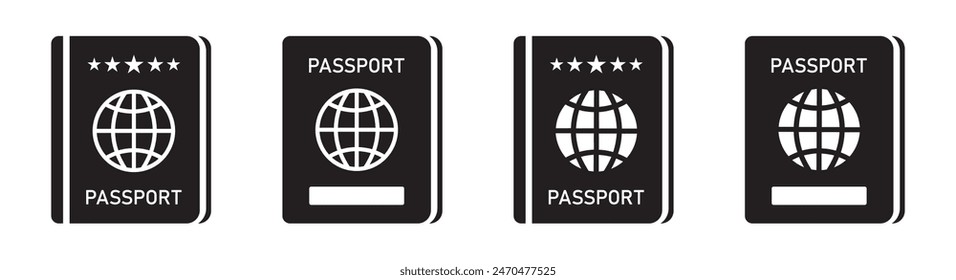 Passport book set icon, vector illustration