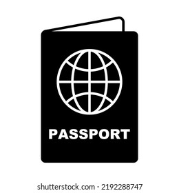 Passport Book Silhouette Icon. Passport For International Travel. Vector.