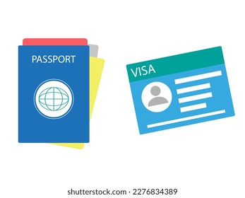 
passport book and visa card vector flat illustration cool simple and suitable for book design, article illustration about traveling abroad