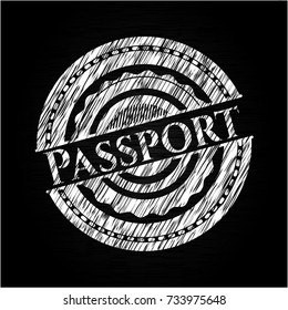 Passport chalkboard emblem written on a blackboard