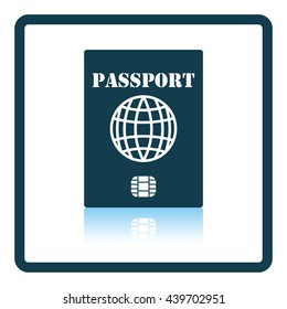 Passport with chip icon. Shadow reflection design. Vector illustration.