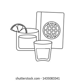 passport with cocktails in glass
