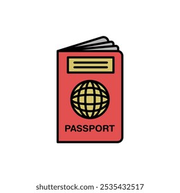 Passaporte ícone vetorial colorido no fundo branco