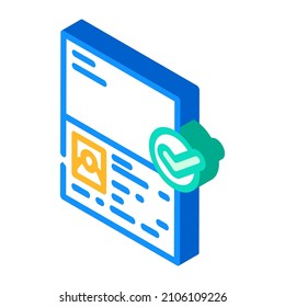 Passkonformität isometrischer Icon Vektorgrafik. Passkonformitätszeichen. einzelne Symbolillustration