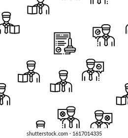Passport Control Check Seamless Pattern Vector Thin Line. Illustrations
