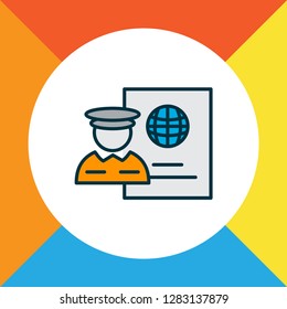 Passport control icon colored line symbol. Premium quality isolated registration element in trendy style.