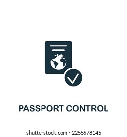 Icono de control Passport. Señal monocroma simple de la colección de elementos del aeropuerto. Icono de control de Passport para logotipo, plantillas, diseño web e infografías.