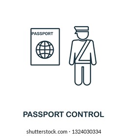 Passport Control icon. Outline thin line style from airport icons collection. Pixel perfect Passport Control icon for web design, apps, software, print usage