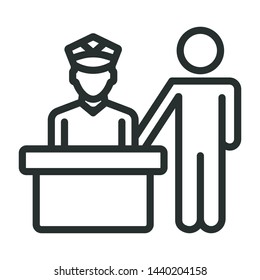 passport control - minimal line web icon. simple vector illustration. concept for infographic, website or app.