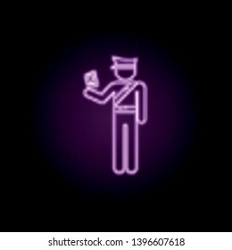 Passport control neon icon. Elements of airport set. Simple icon for websites, web design, mobile app, info graphics