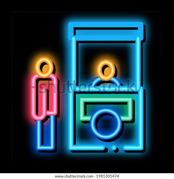 Passport\
Control neon light sign vector. Glowing bright icon Passport\
Control sign. transparent symbol\
illustration