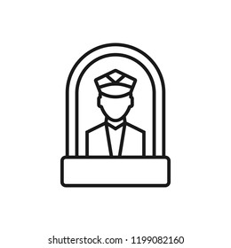 Passport control officer linear icon. Thin line illustration. Border protection service. Contour symbol. Vector isolated outline drawing. Editable stroke