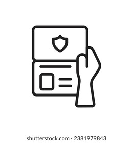 Passport Control Outline Icon Vector Illustration